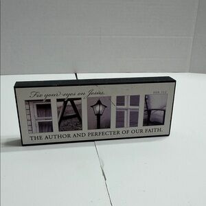 Small Faith Wall Block Sign "Fix your eyes on Jesus" - Neutral Tones
